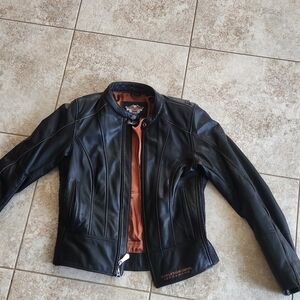 Harley-Davidson Black Leather Jacket with Brown Lining